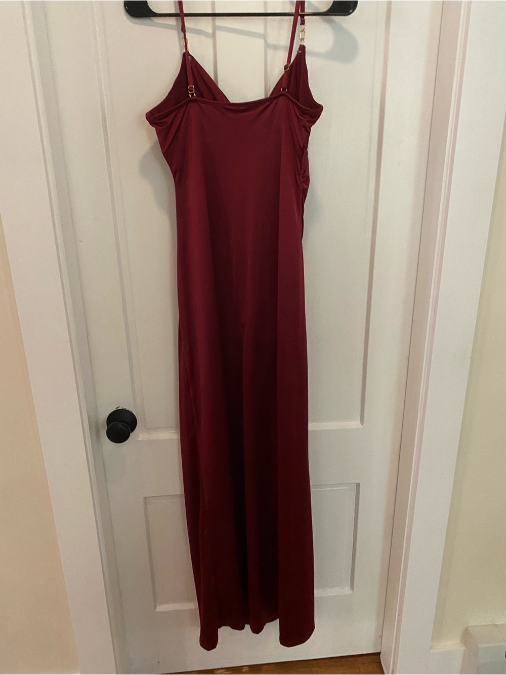 Women’s Burgundy Maxi Slip Dress with Side Slit - Picture 9 of 9